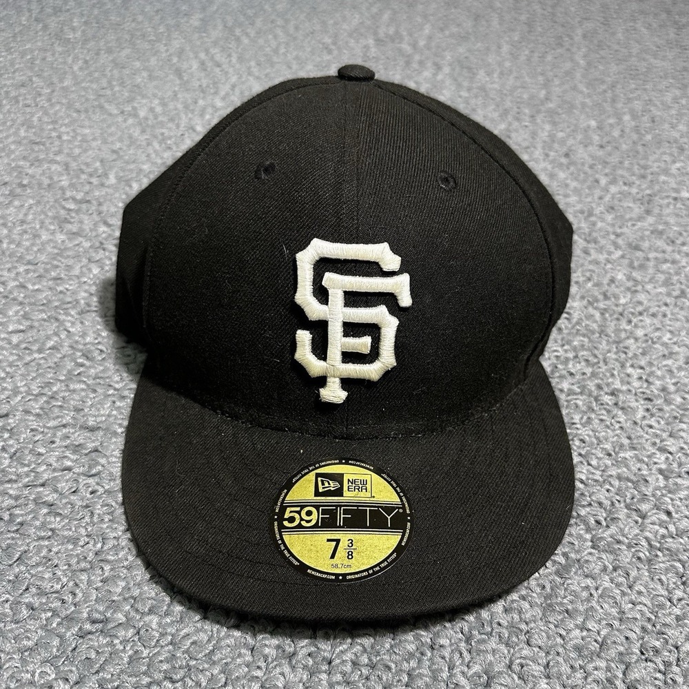New Era 59FIFTY Fitted San Francisco Giants SF Logo MLB Cap Hat Black/White